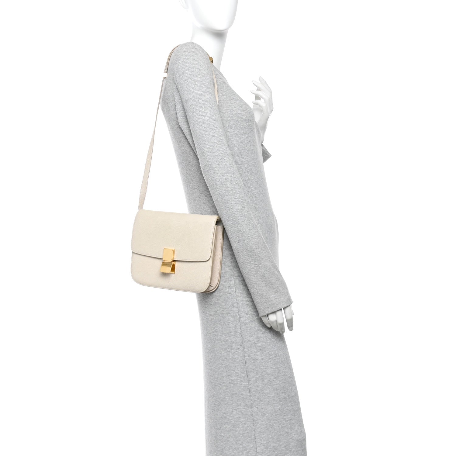 Celine Goatskin Medium Classic Box Flap Bag White 2 of 13