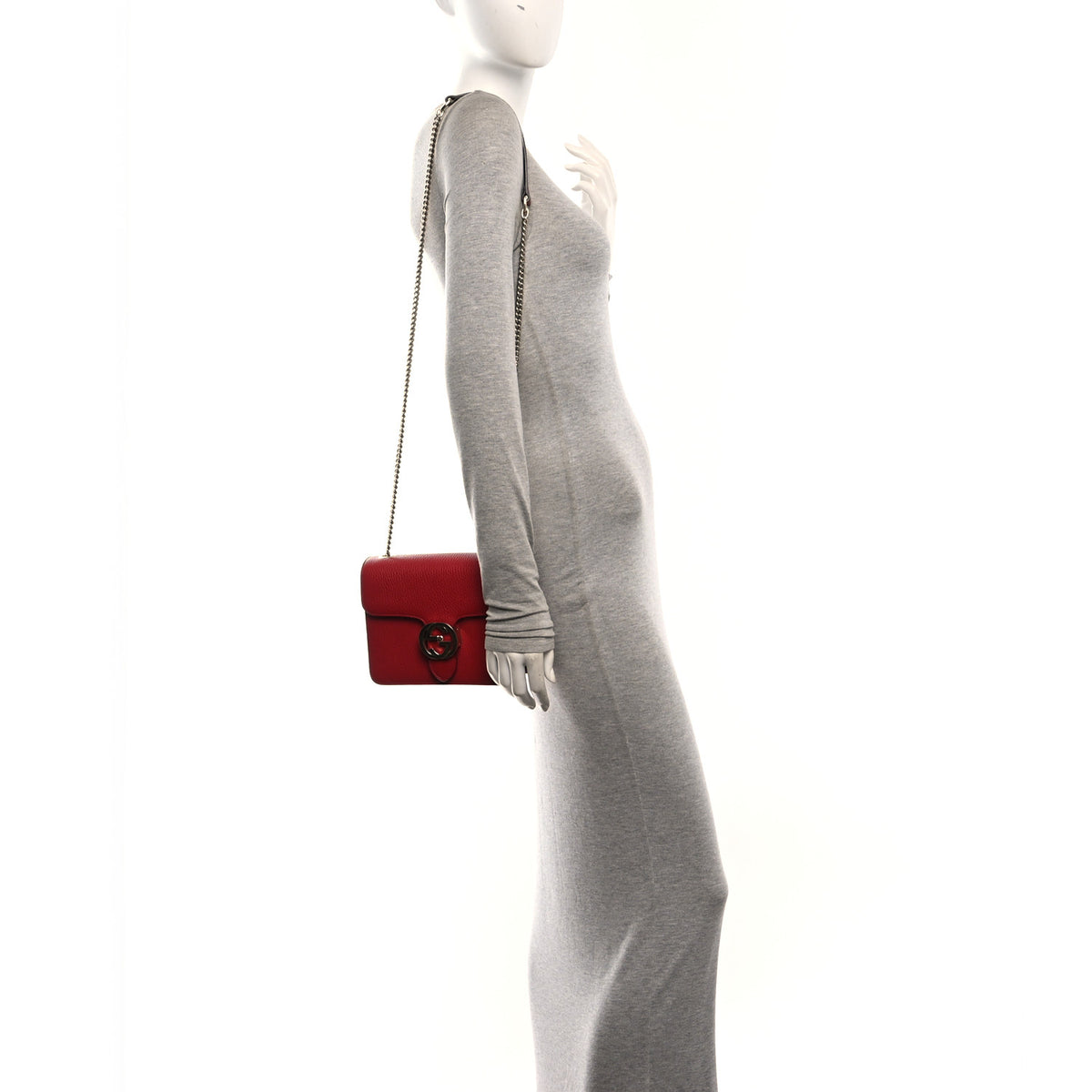 Dollar Calfskin Small Interlocking G Shoulder Bag Red