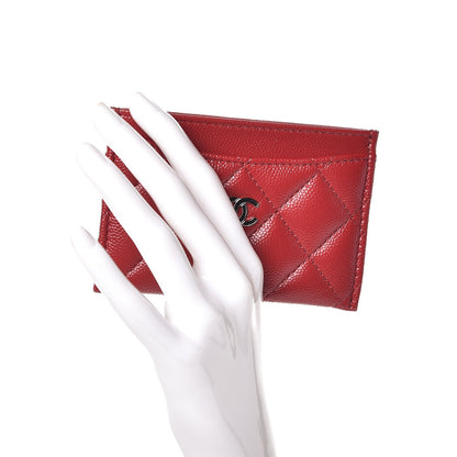Chanel Caviar Quilted Card Holder Dark Red 2 of 9