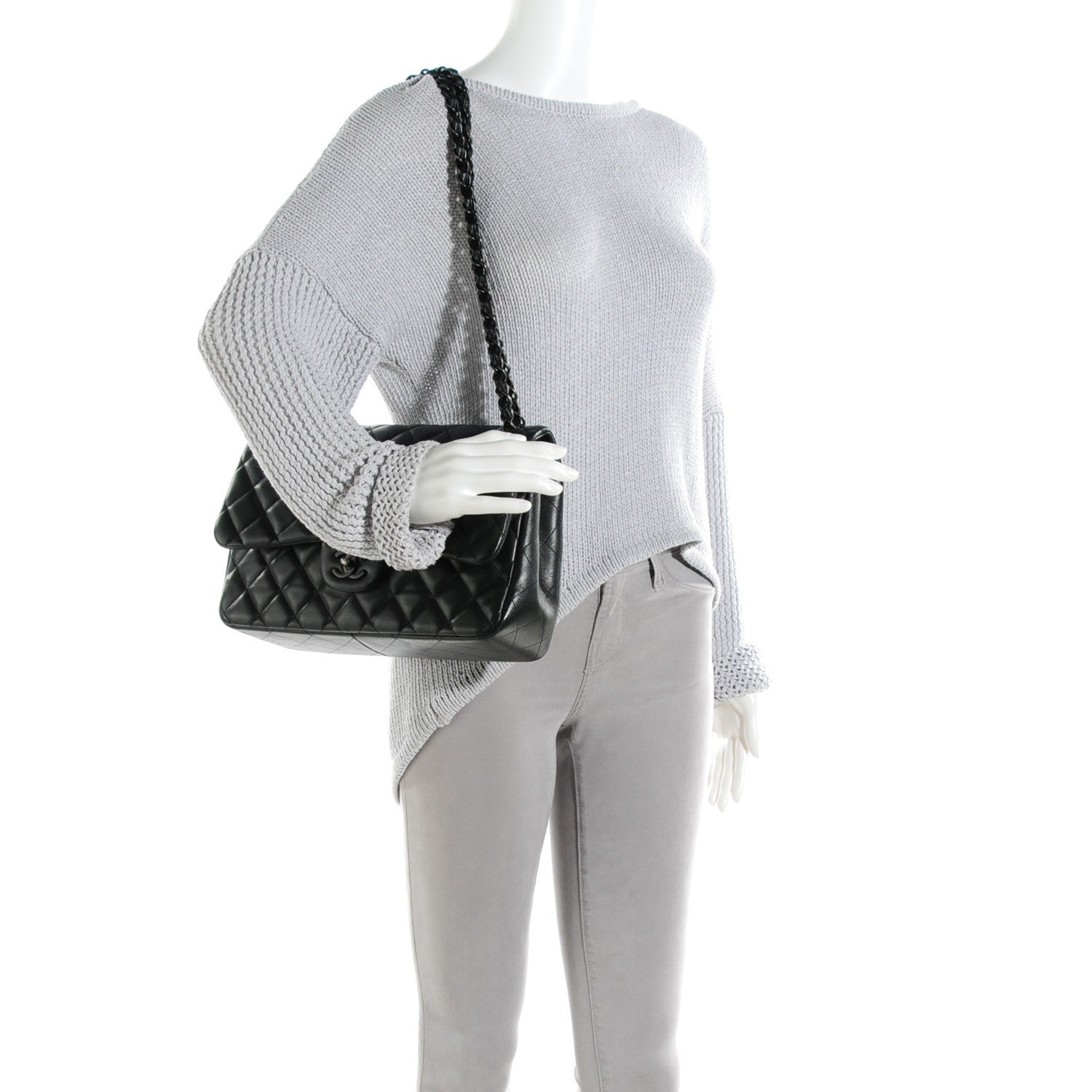 Chanel Lambskin Quilted Jumbo Double Flap So Black 5 of 12