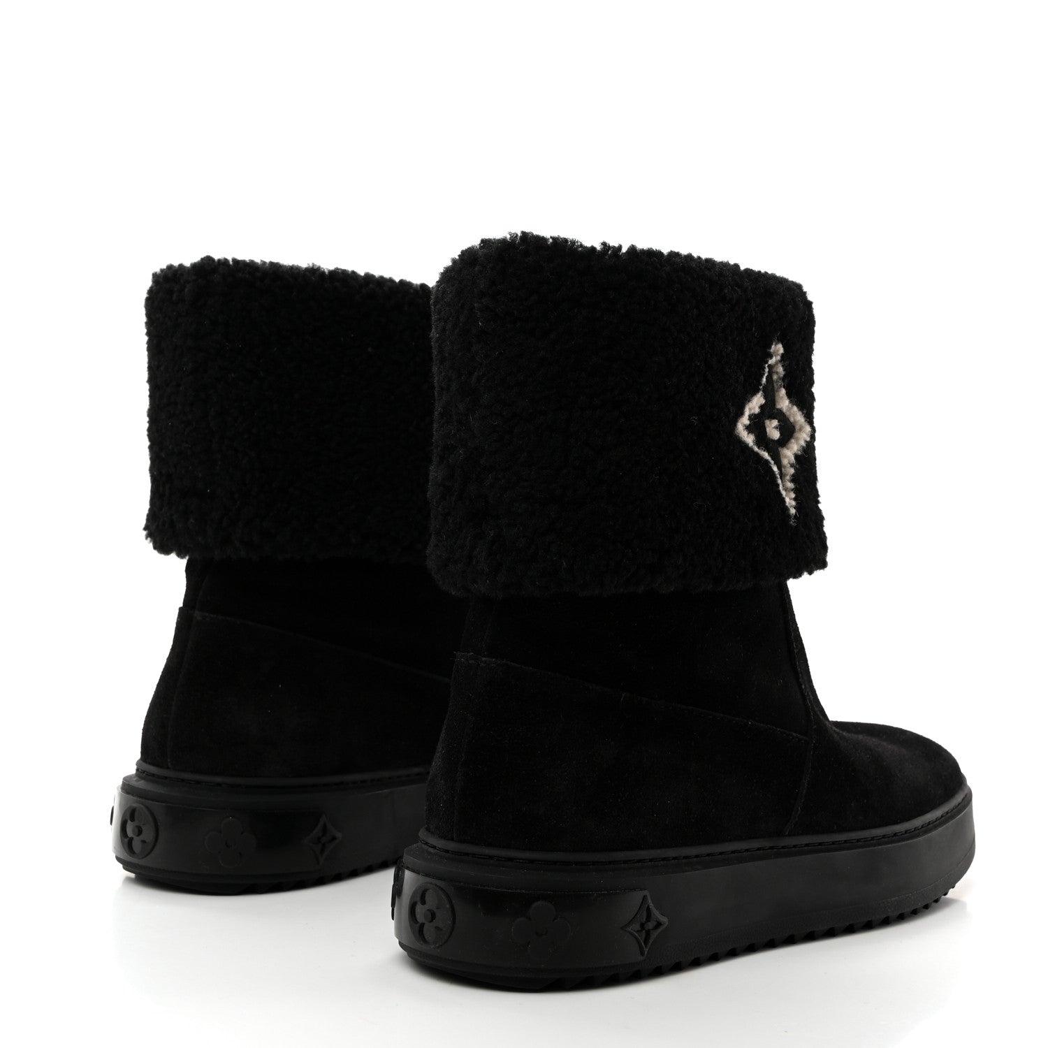 Louis Vuitton Suede Calfskin Shearling Snowdrop Flat Ankle Boot 41 Black 4 of 8