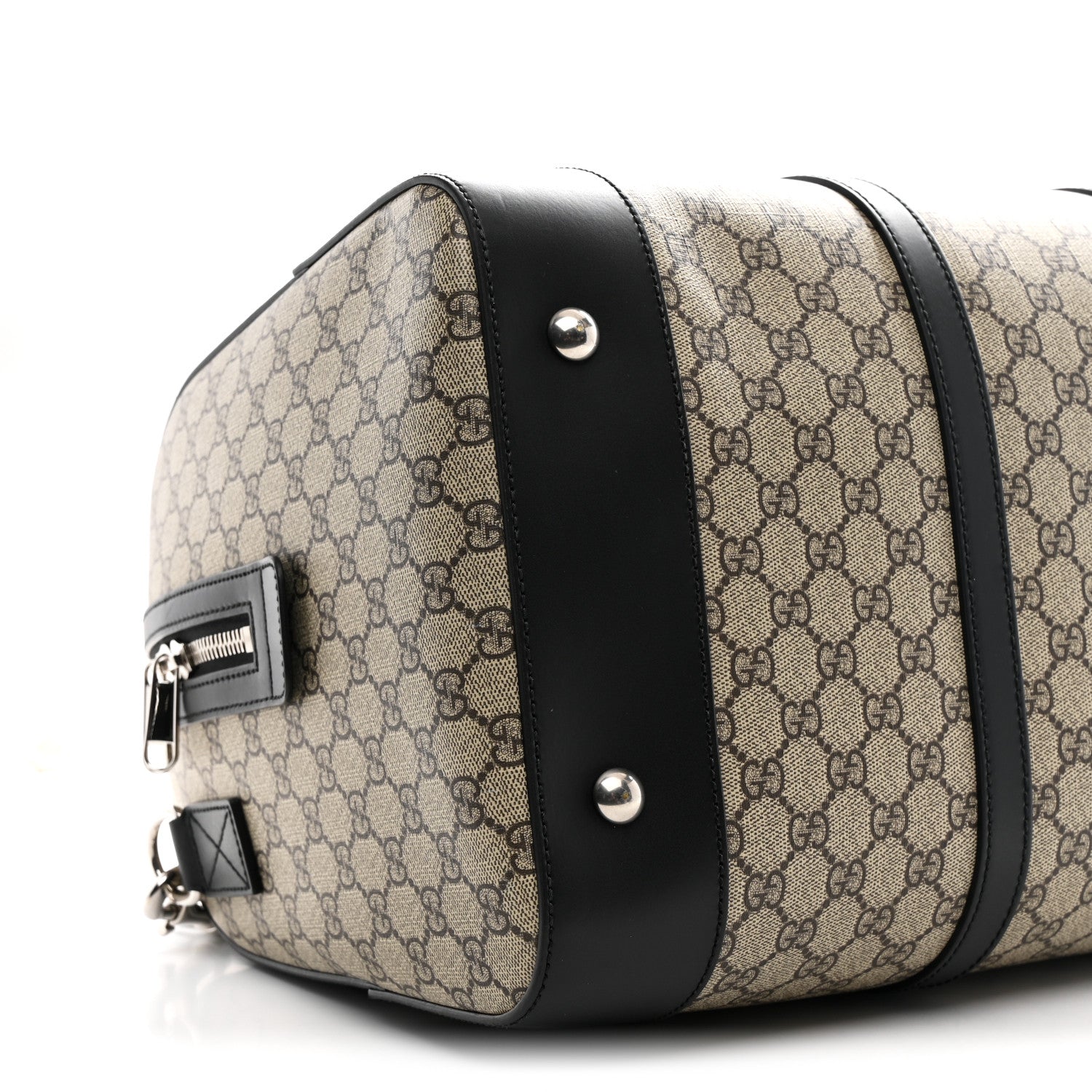 Gucci GG Supreme Monogram Selleria Calfskin Medium Duffle Beige Ebony Black 8 of 9