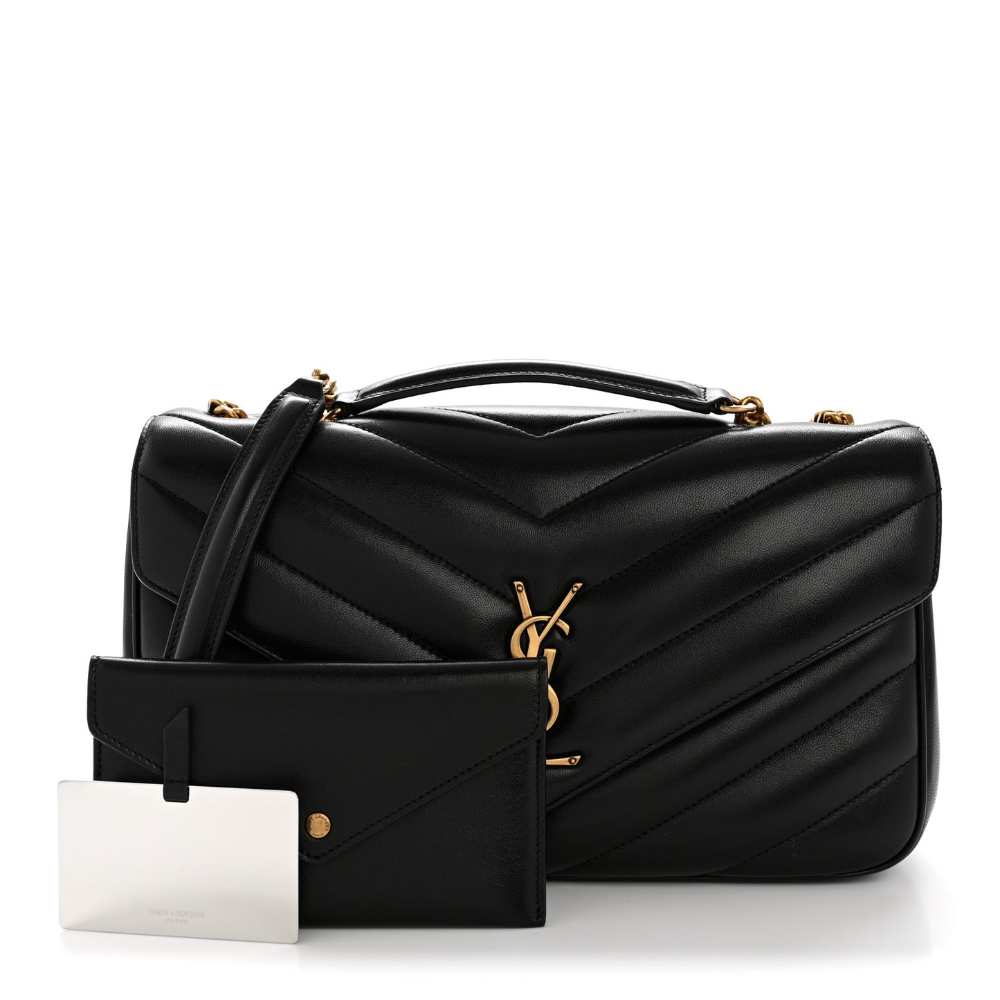 Lambskin Chevron Quilted Medium Loulou Black
