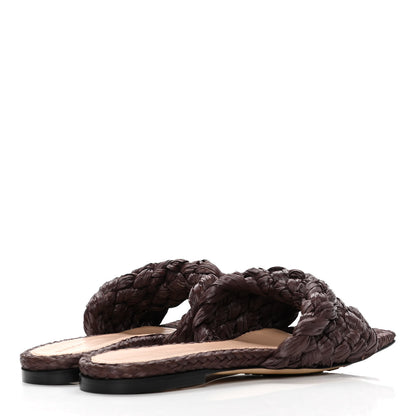 Bottega Veneta Raffia Twisted Intrecciato Stretch Flat Sandals 38 Bitter Chocolate 4 of 10