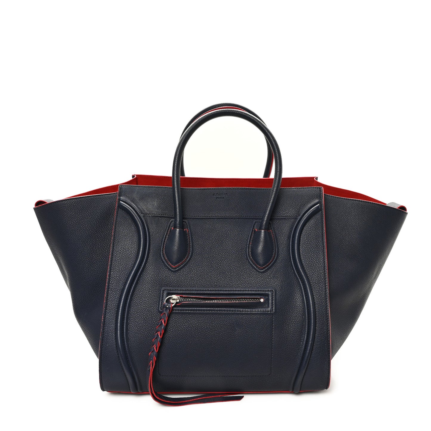 Supple Calfskin Large Phantom Luggage Navy Blue Red