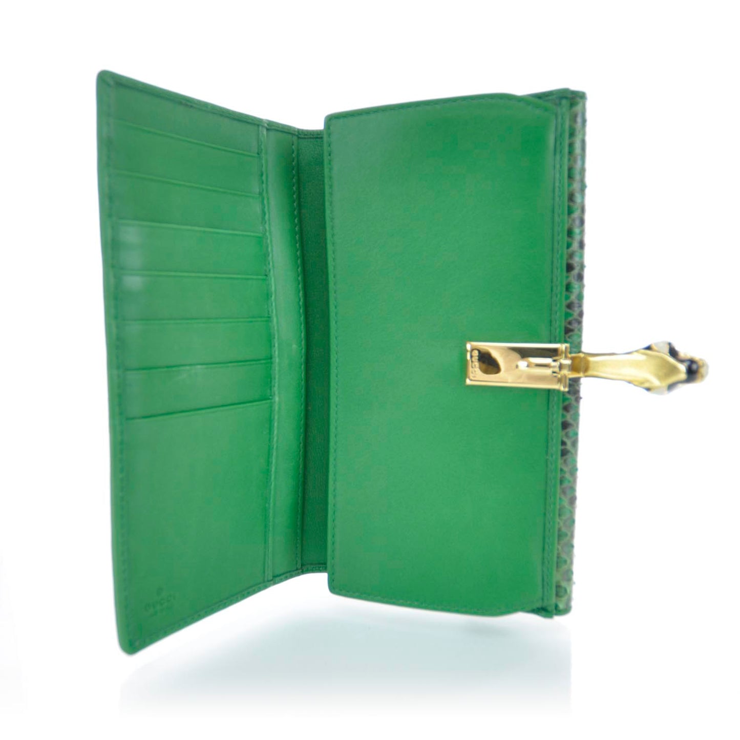 Python Continental Tiger Head Wallet Green