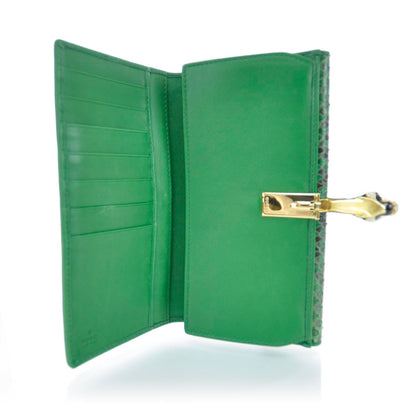 Gucci Python Continental Tiger Head Wallet Green 7 of 12