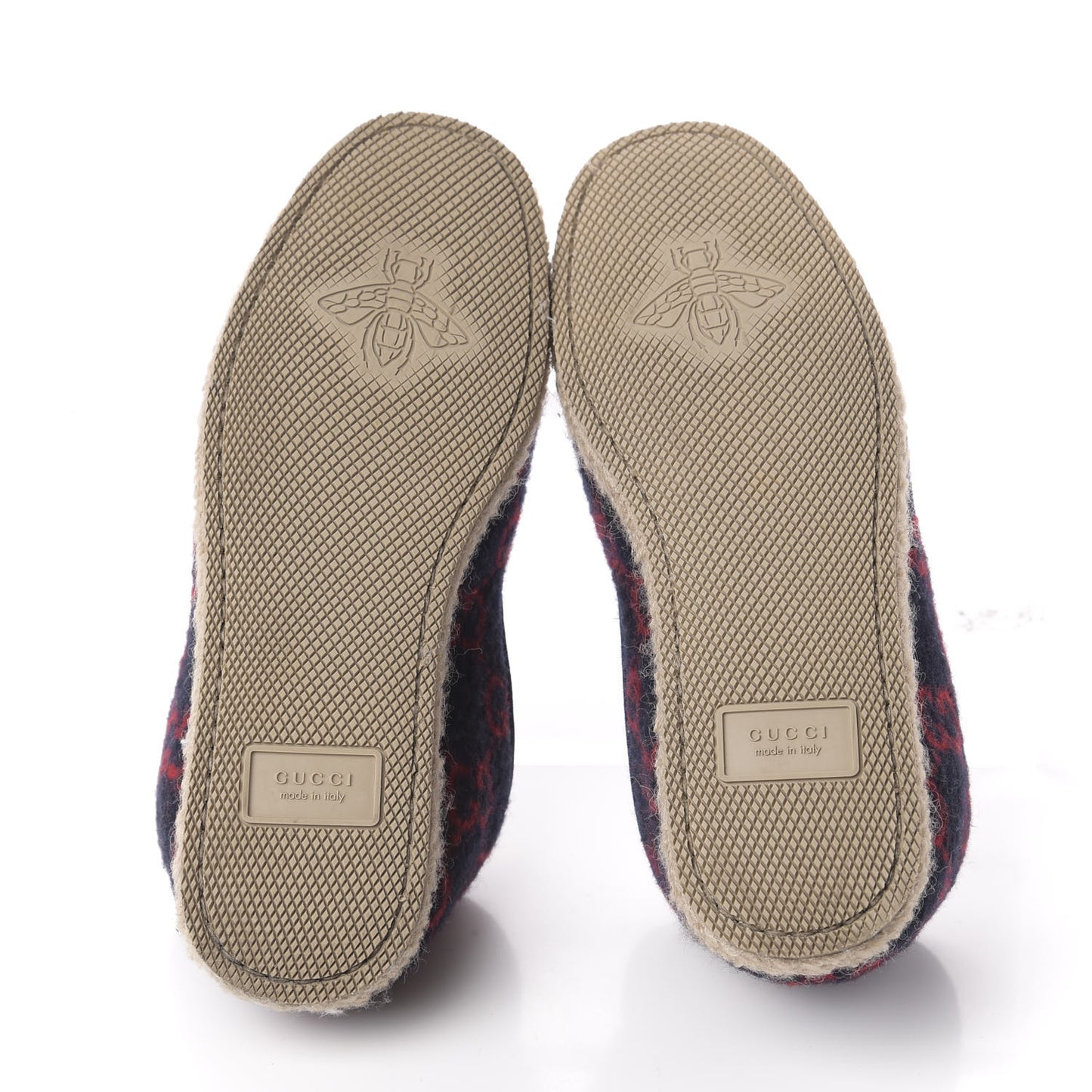 Covered Wool GG Monogram Womens Fria Horsebit Loafers 38 Blue Red Butterscotch