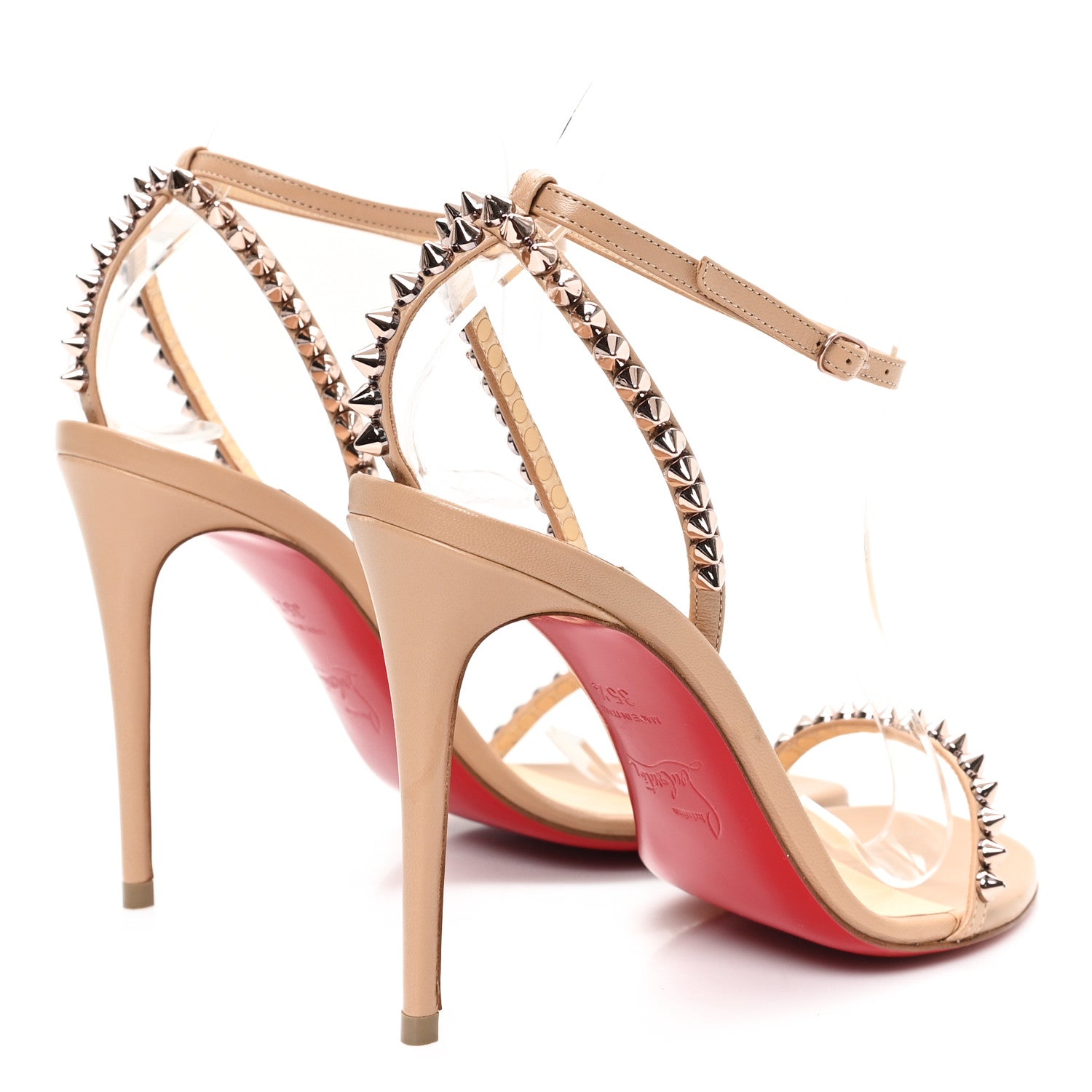 Christian Louboutin Kid Spiked So Me 100 Sandals 35.5 Nude 5 of 9