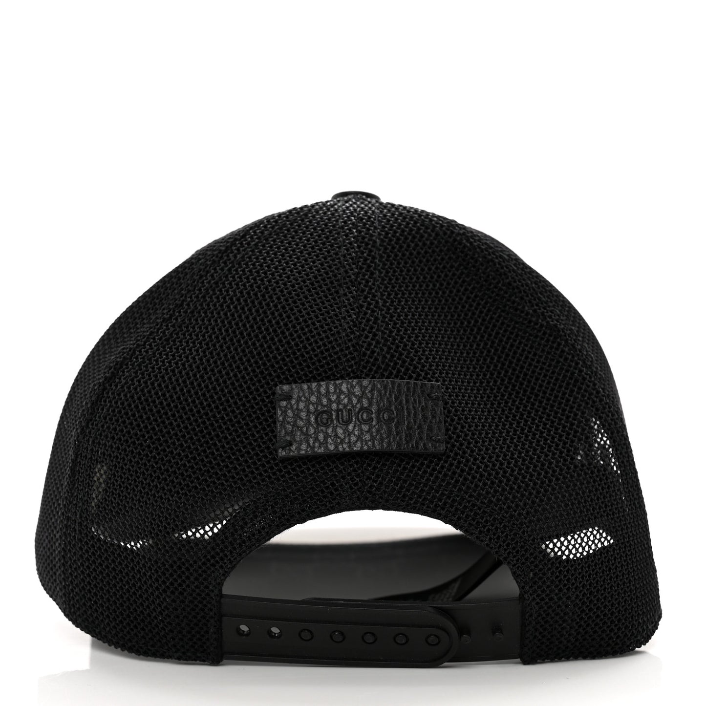 Nylon Light Mesh Dollar Calfskin GG Monogram Baseball Hat M Black