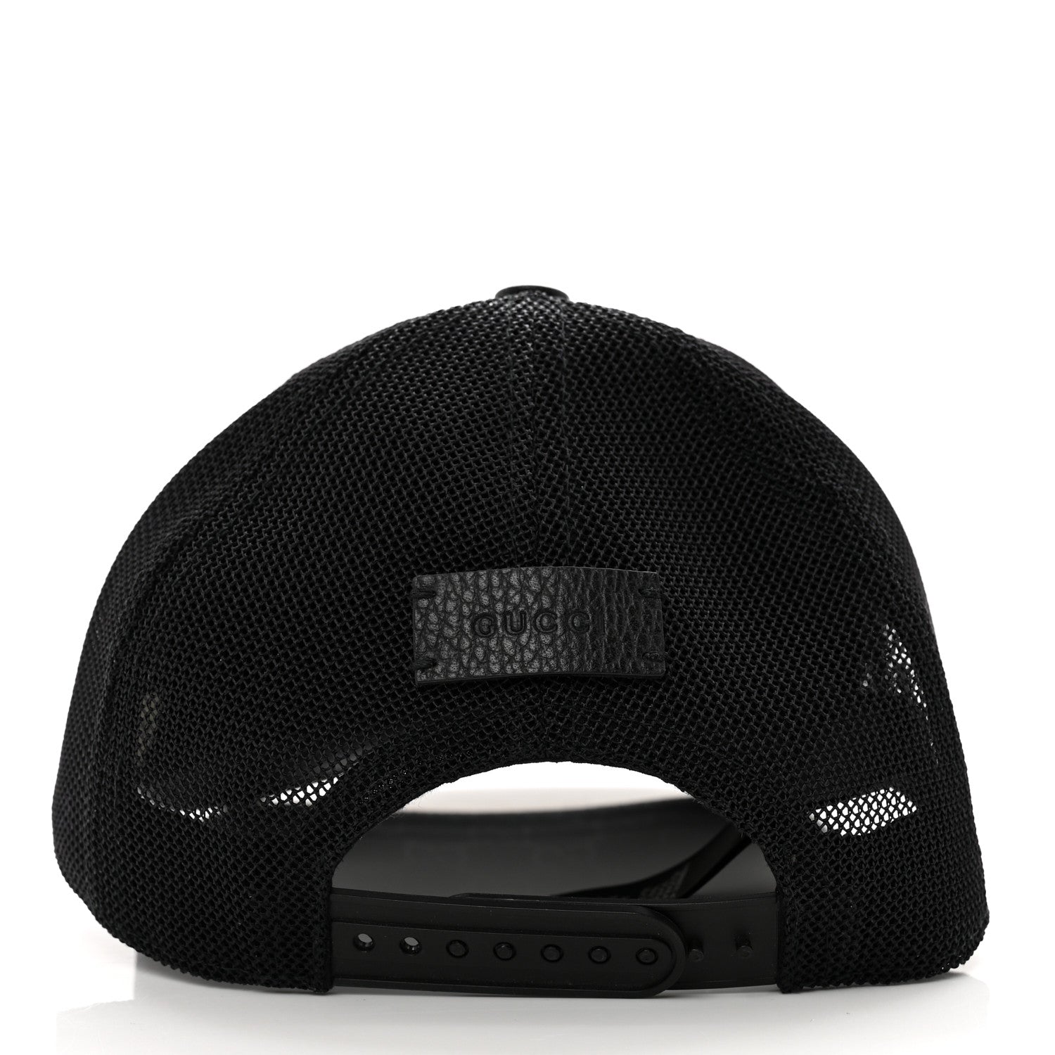 Gucci Nylon Light Mesh Dollar Calfskin GG Monogram Baseball Hat M Black 5 of 8