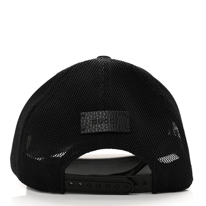 Gucci Nylon Light Mesh Dollar Calfskin GG Monogram Baseball Hat M Black 5 of 8