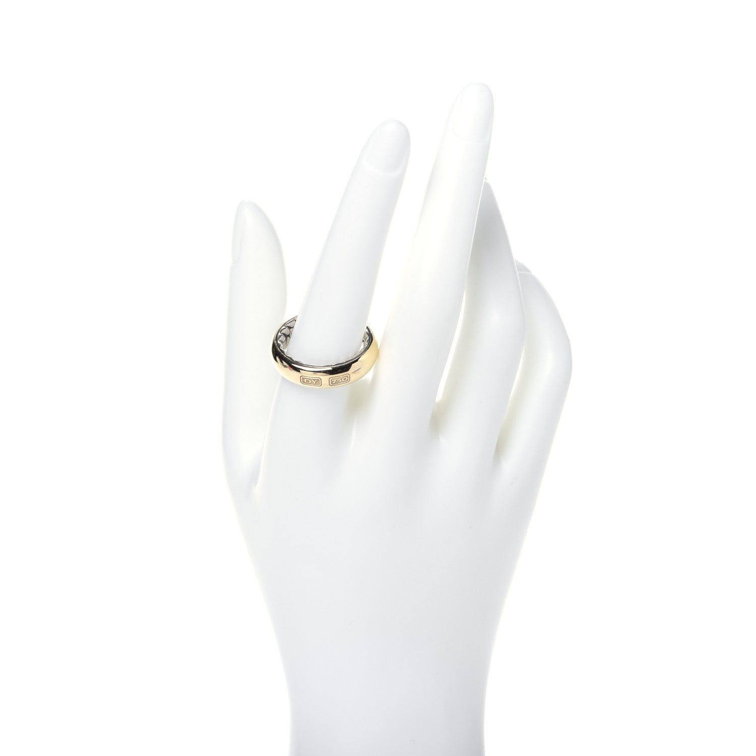 David Yurman Sterling Silver 18K Yellow Gold 6mm Streamline Band Ring 60 9 2 of 5