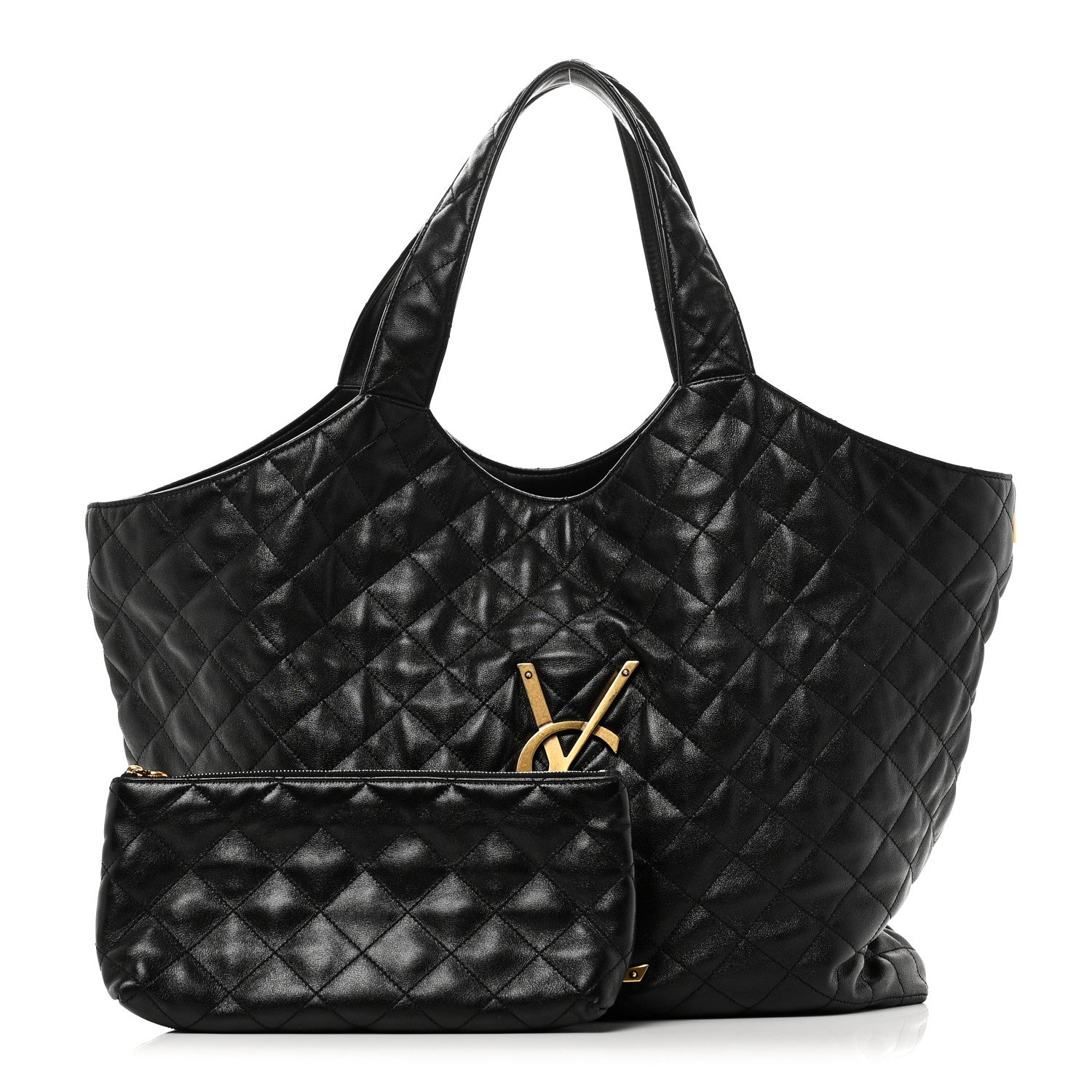 Saint Laurent Lambskin Quilted Maxi Icare Shopping Tote Black 3 of 11