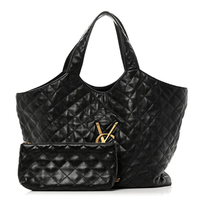 Saint Laurent Lambskin Quilted Maxi Icare Shopping Tote Black 3 of 11