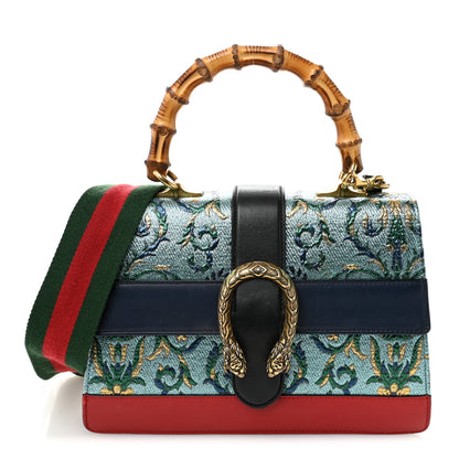 Gucci Iridescent Brocade Bamboo Web Tokyo Print Medium Dionysus Top Handle Bag Multicolor Blue Agata Hibiscus Red 1 of 11