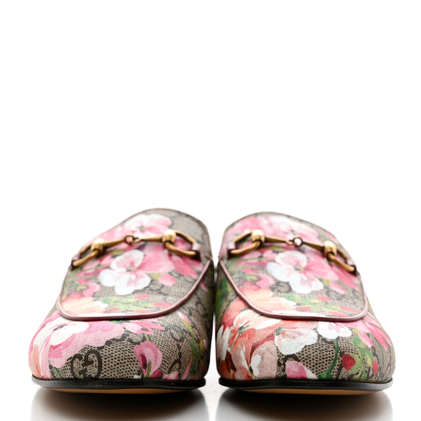 GG Supreme Monogram Blooms Womens Princetown Slippers 37 Beige Multicolor Dry Rose