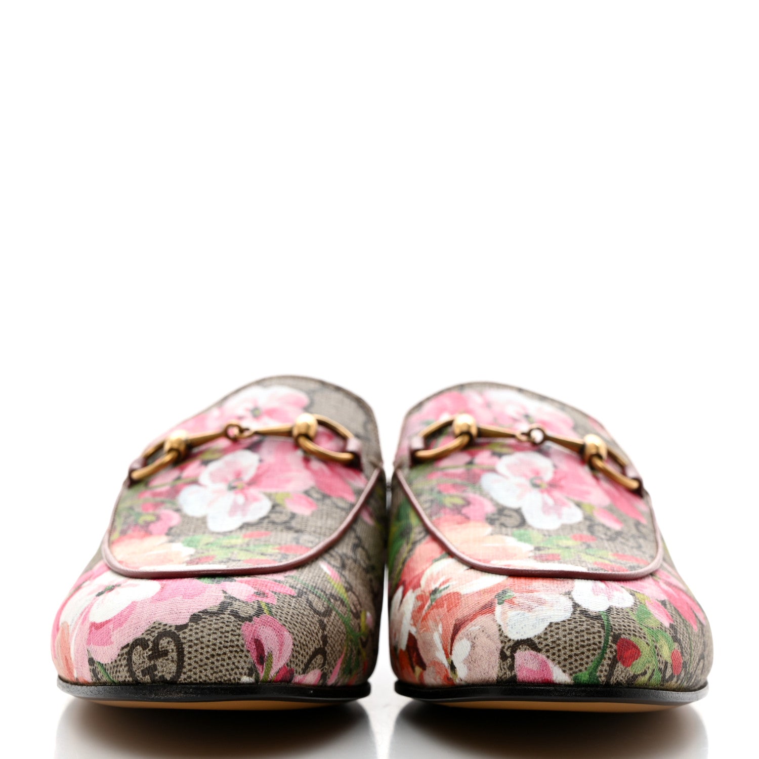Gucci GG Supreme Monogram Blooms Womens Princetown Slippers 37 Beige Multicolor Dry Rose 2 of 9