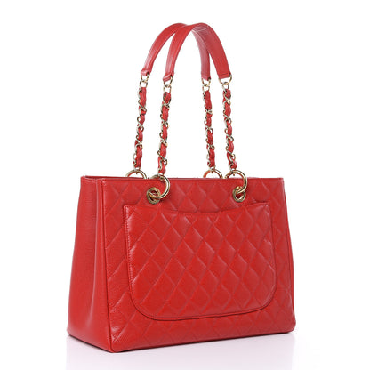 Chanel Caviar Quilted Grand Shopping Tote GST Red 3 of 19