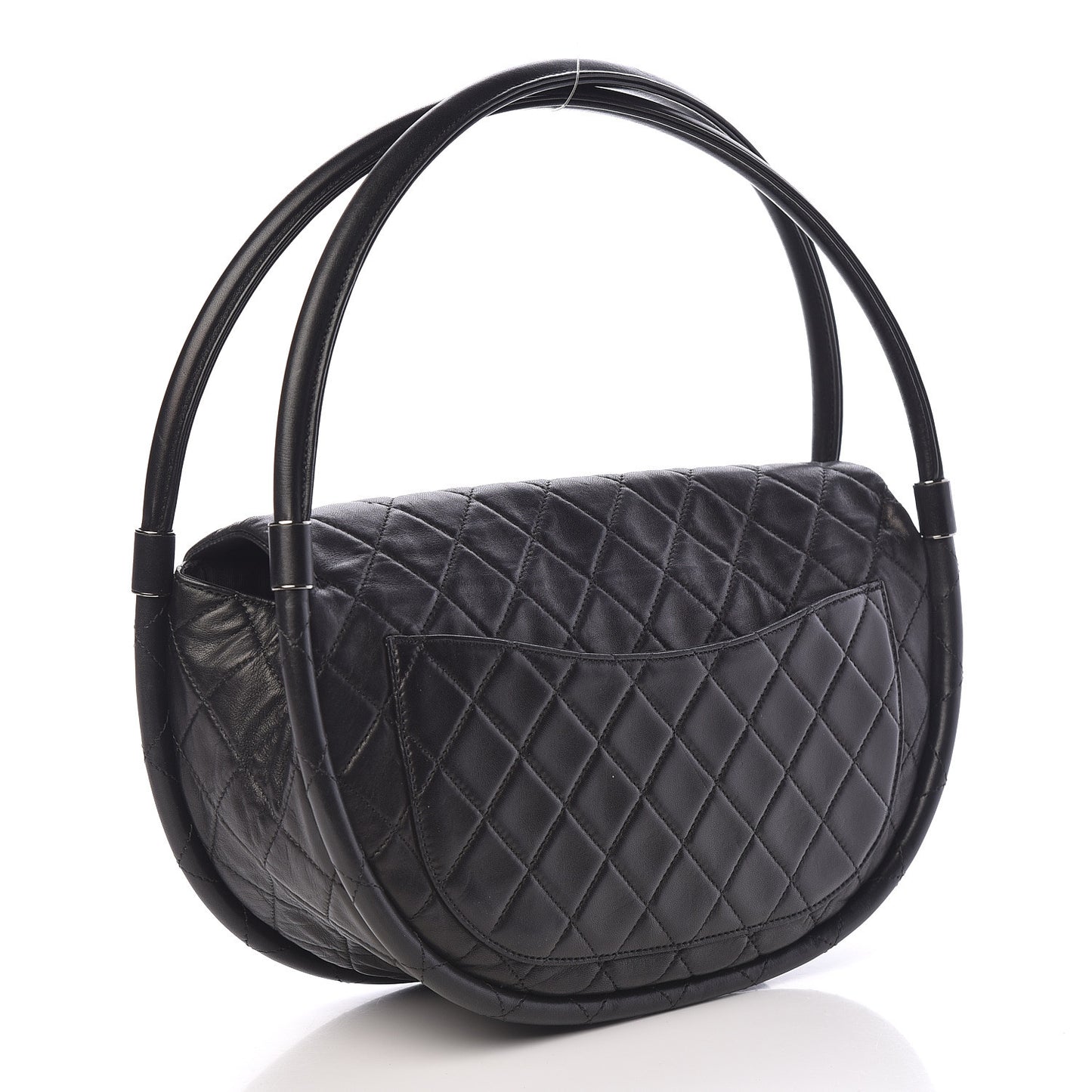 Lambskin Quilted Medium Hula Hoop Flap Black