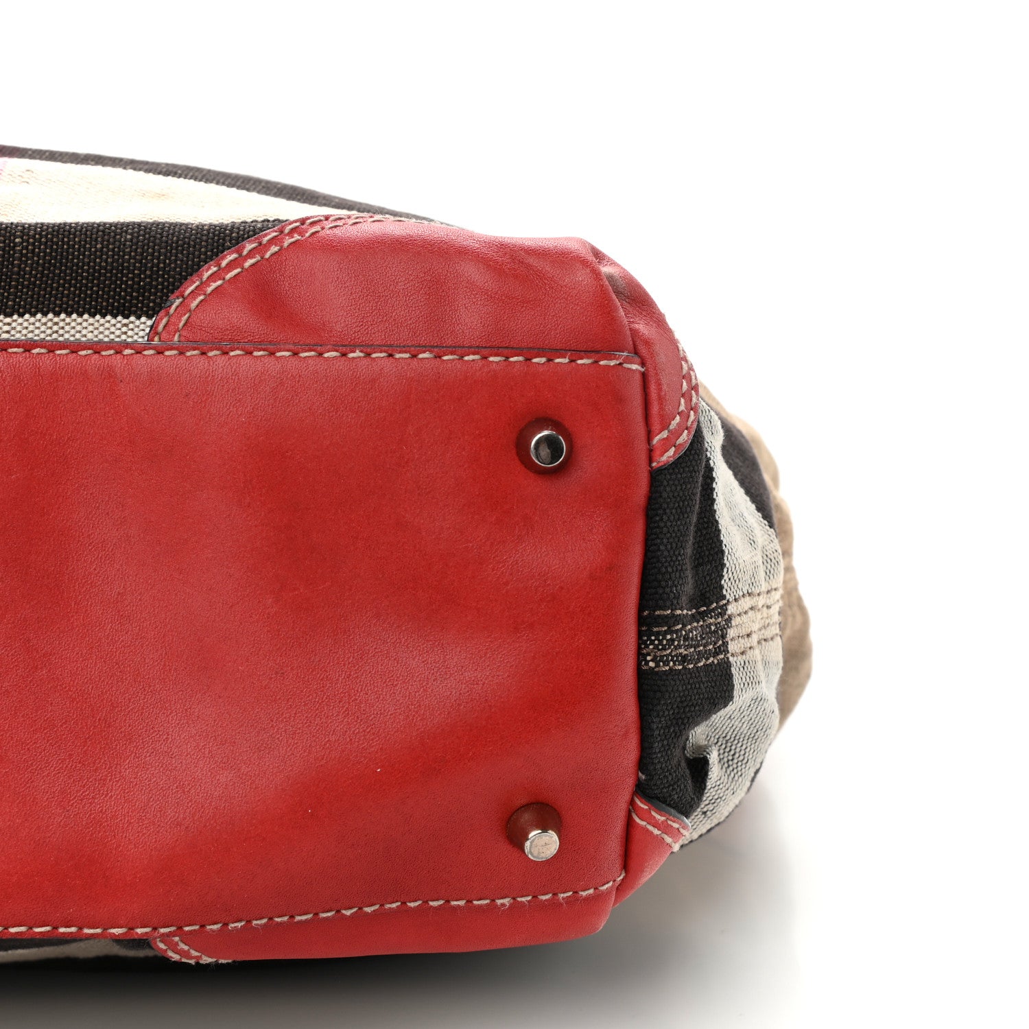 Burberry Canvas Mega Check Medium Ashby Hobo Saddle Cadmium Red 10 of 11