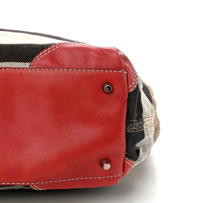 Burberry Canvas Mega Check Medium Ashby Hobo Saddle Cadmium Red 10 of 11