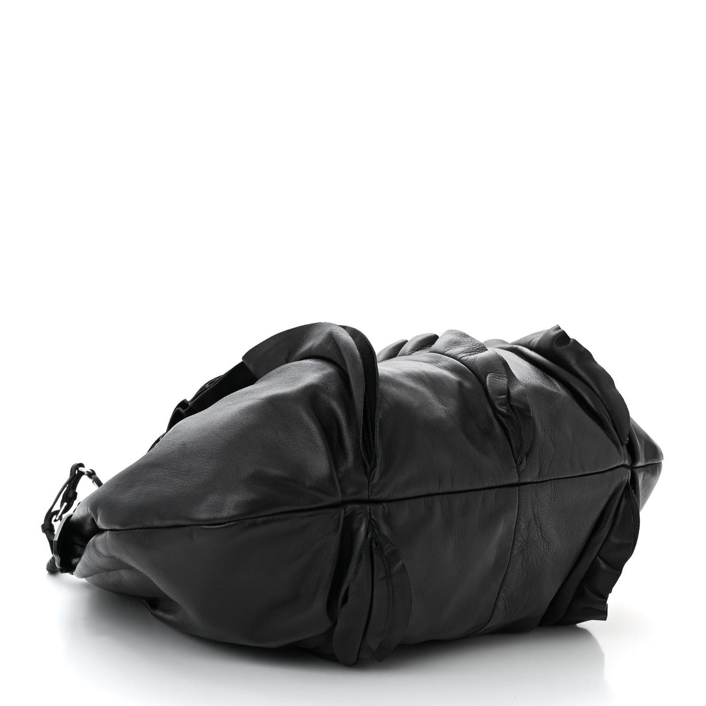 Nappa Ruffle Hobo Black