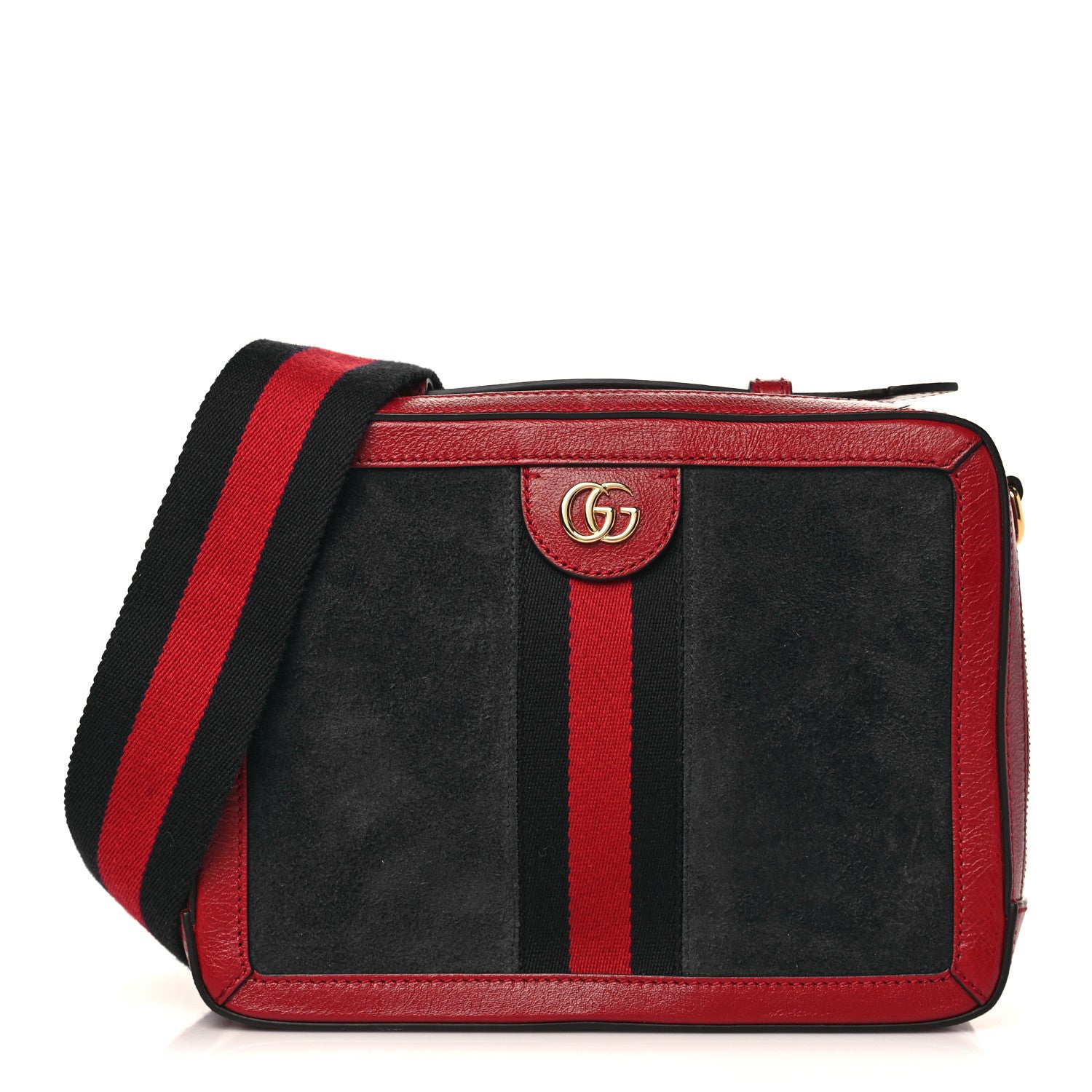 Gucci Suede Calfskin Web Small Ophidia Top Handle Shoulder Bag New Blue Romantic Cherry 1 of 9