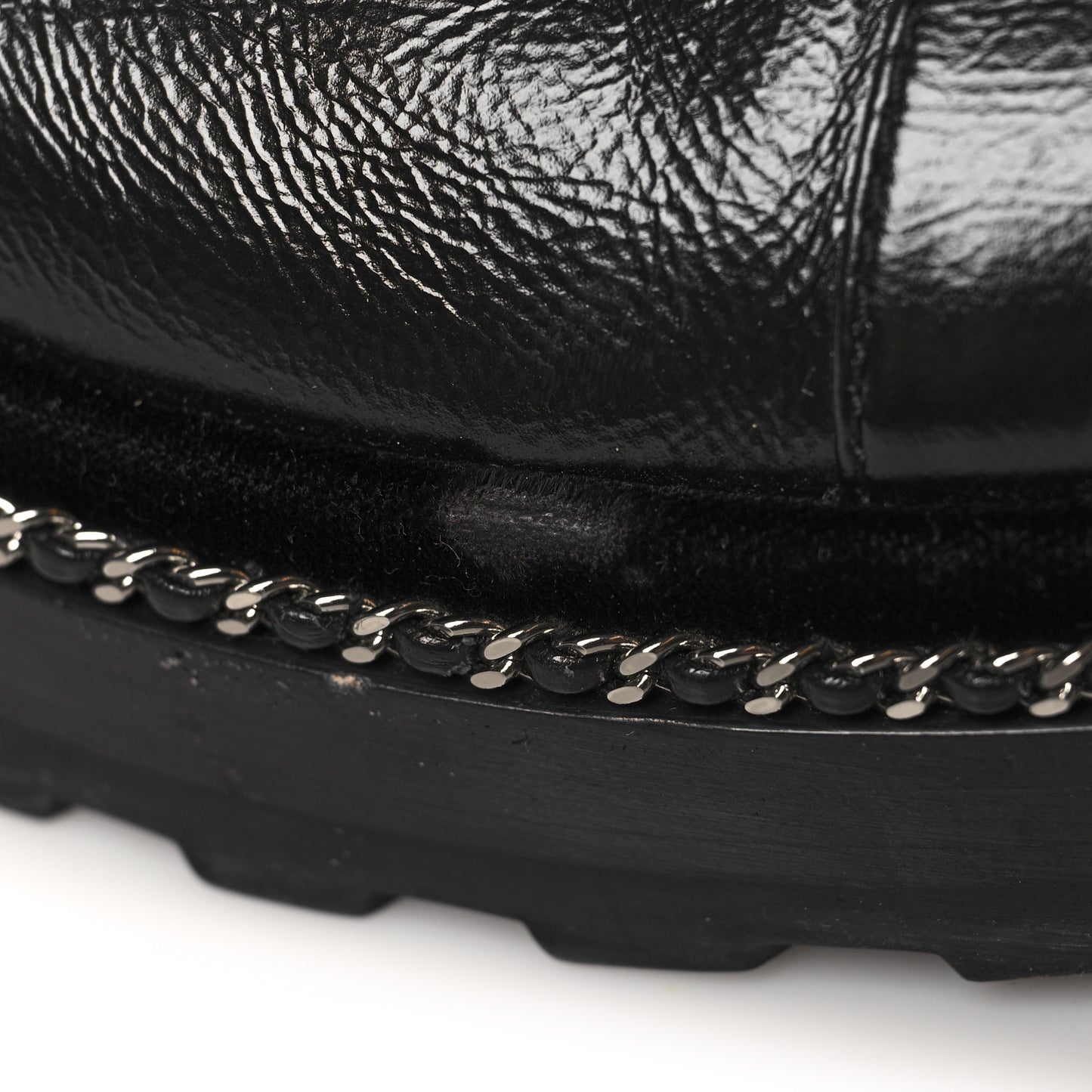 Crackled Calfskin Velvet Pearl Combat Short Boots 40 Black