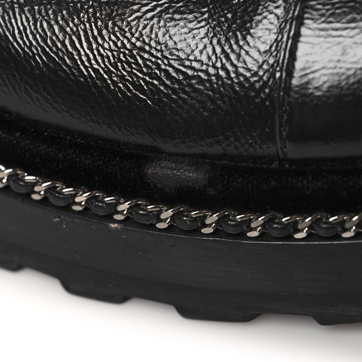 Chanel Crackled Calfskin Velvet Pearl Combat Short Boots 40 Black 10 of 10