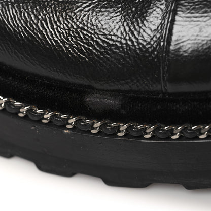 Chanel Crackled Calfskin Velvet Pearl Combat Short Boots 40 Black 10 of 10