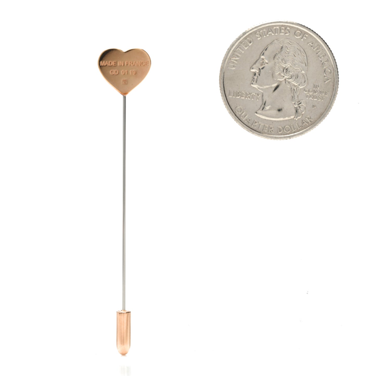 Lacquered Rose Gold Clou De Coeur Hat Pin White
