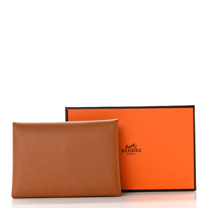 Hermes Epsom Calvi Duo Card Case Gold 8 of 8