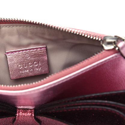 Gucci Calfskin Glitter Bow Wristlet Pink Rose 10 of 16