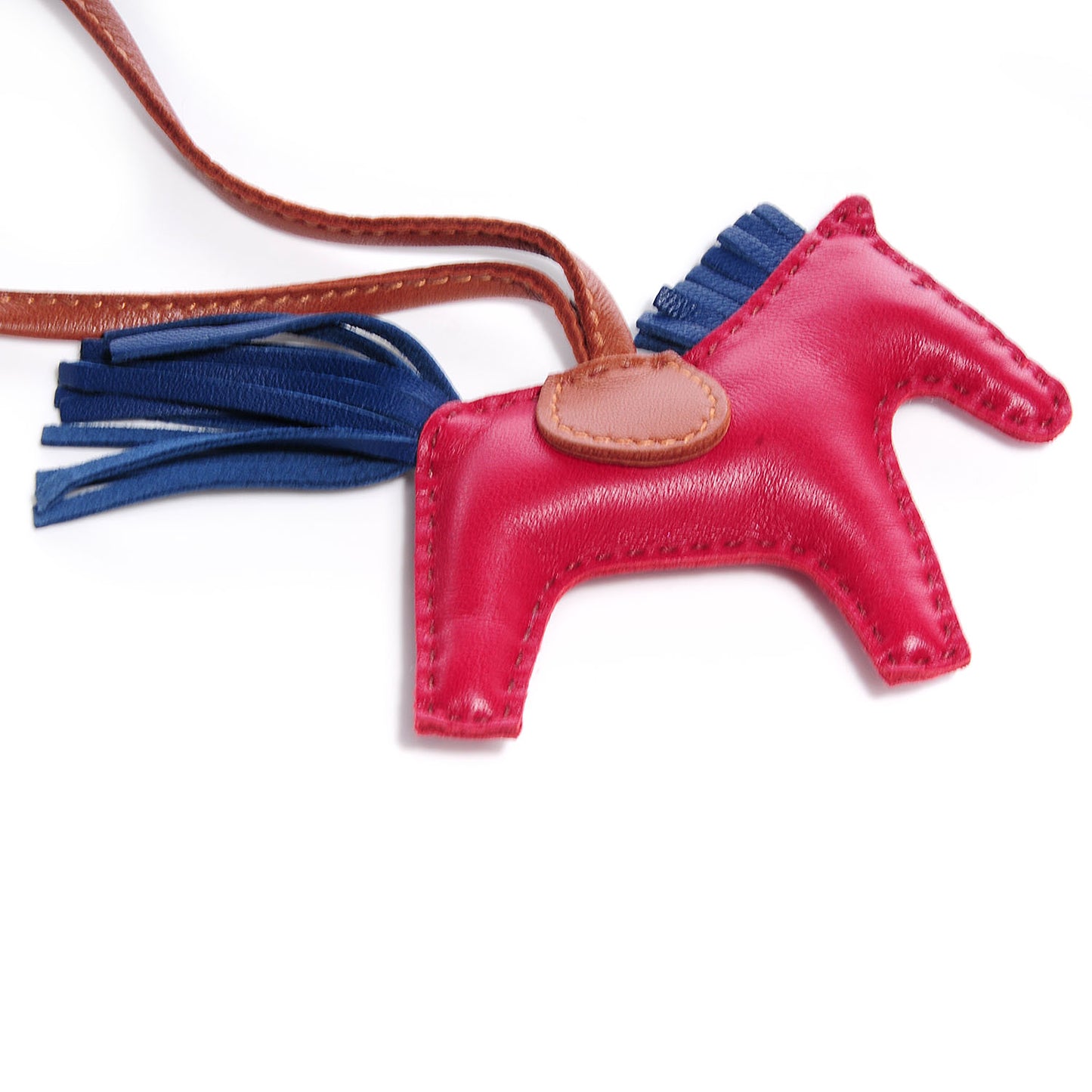 Milo Lambskin Grigri Rodeo Horse Bag Charm PM Bleu de Malte Rubis Fauve