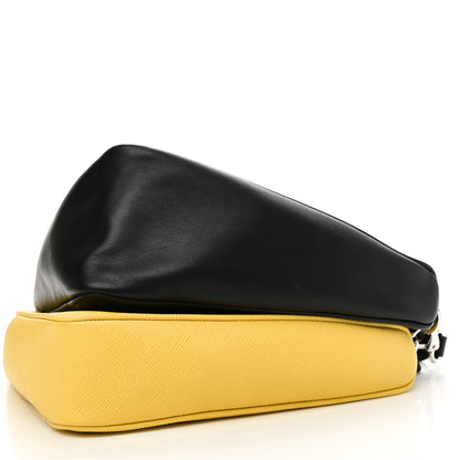 Prada Vitello Saffiano Cuir Double Triangle Shoulder Bag Black Sole 10 of 10