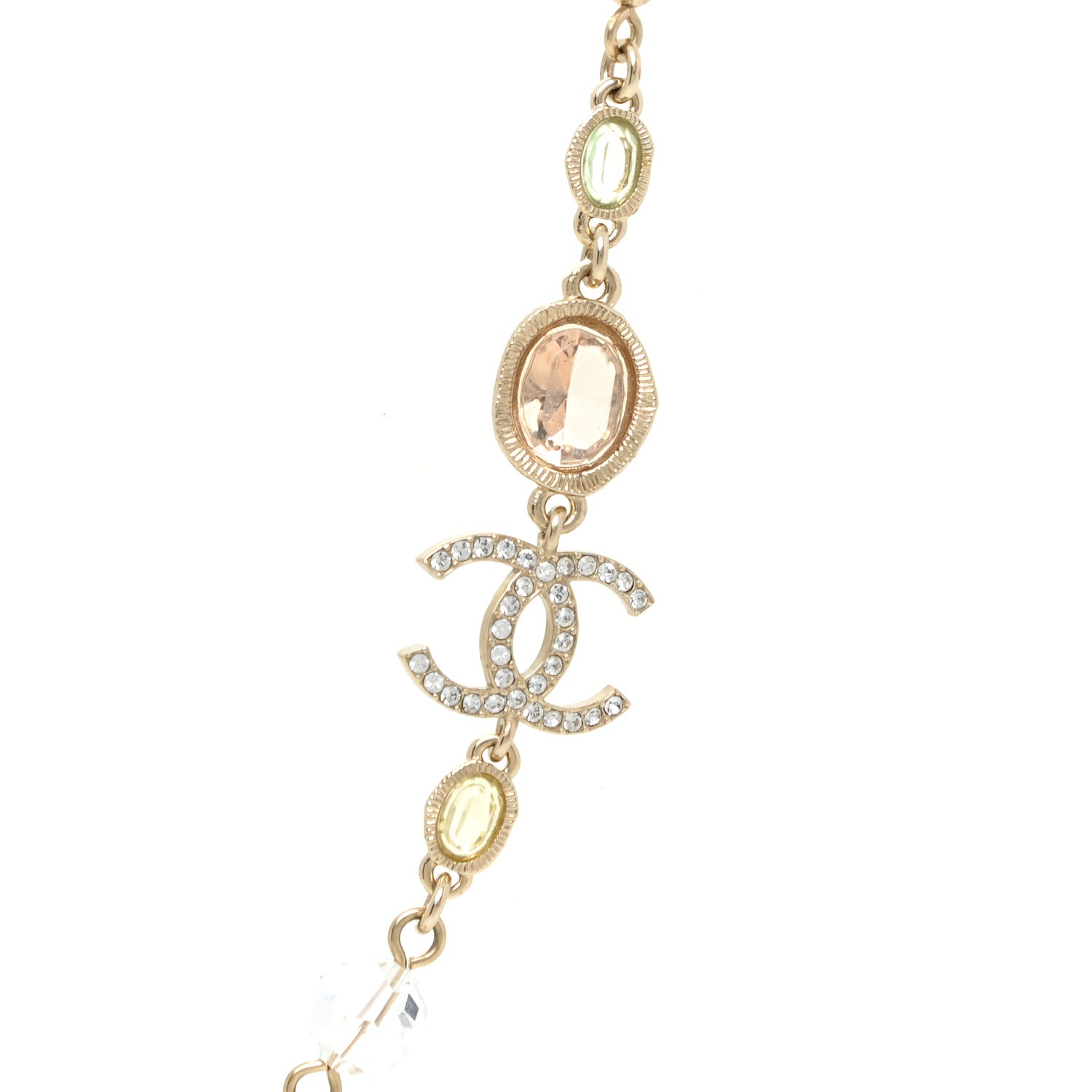 Chanel Crystal Pearl CC Short Necklace Gold 4 of 5
