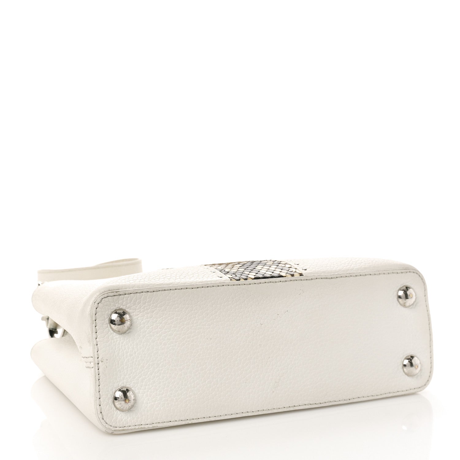Louis Vuitton Taurillon Snakeskin Studded Capucines BB White 4 of 15