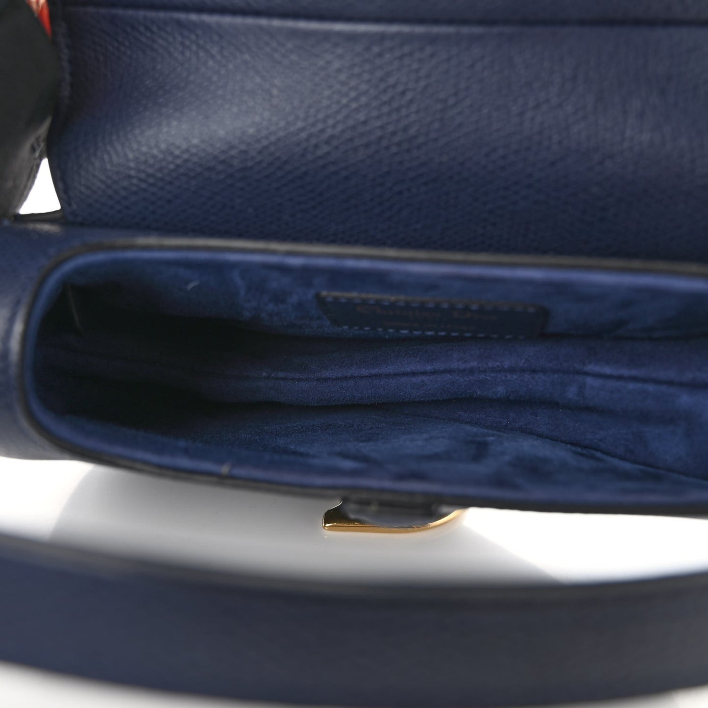Grained Calfskin Mini Saddle Bag Navy