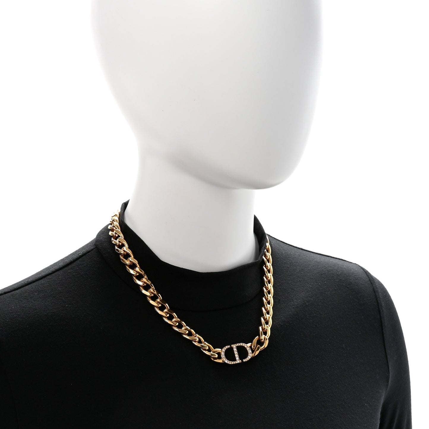 Metal Crystal 30 Montaigne Necklace Gold