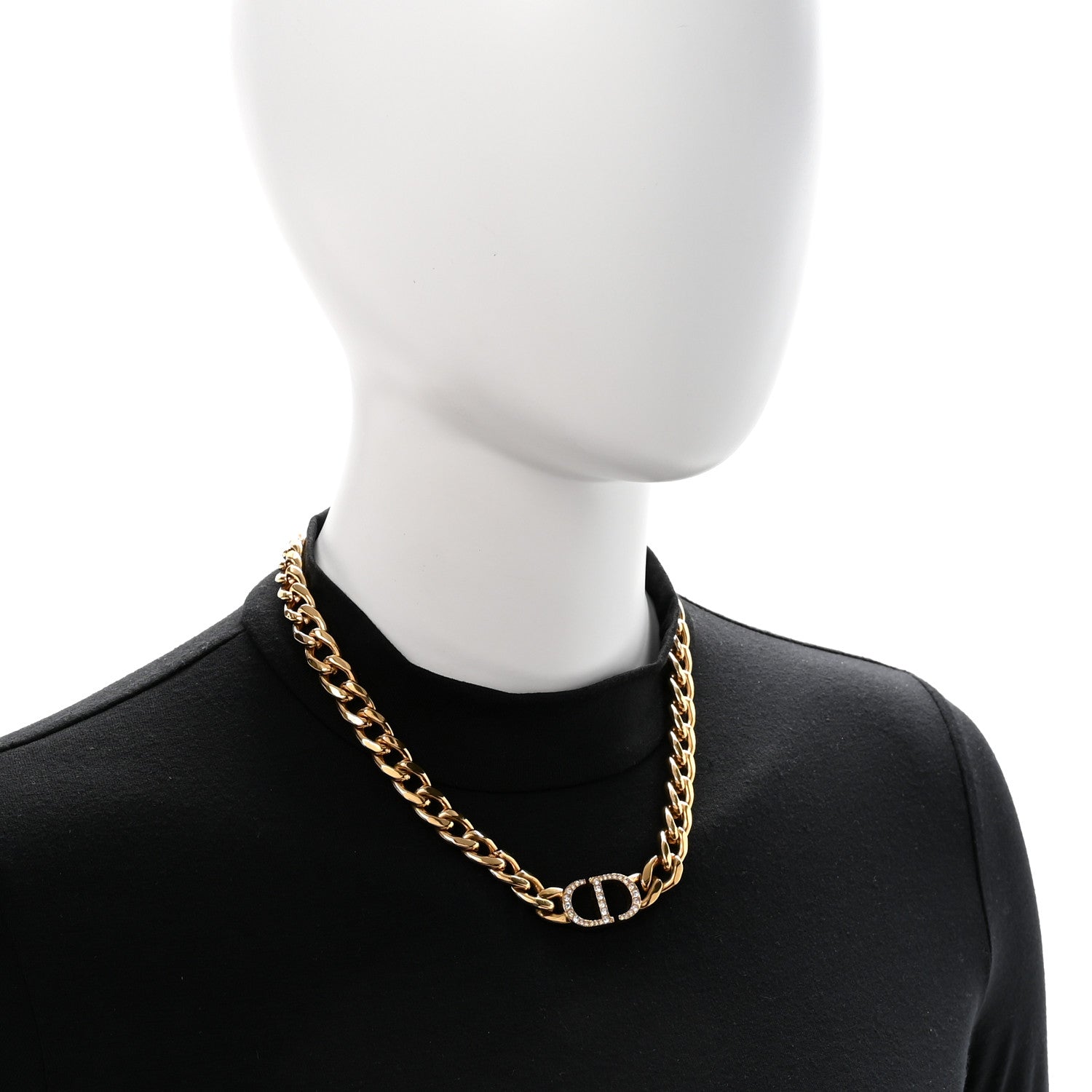 Christian Dior Metal Crystal 30 Montaigne Necklace Gold 2 of 6