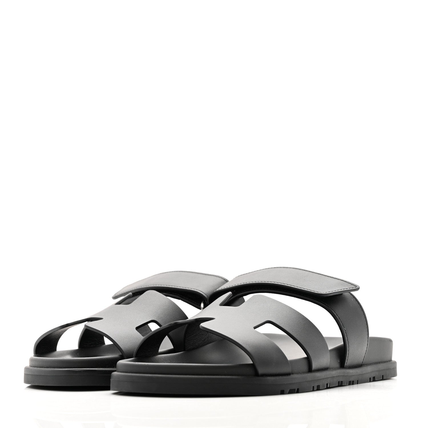 Hermes Calfskin Womens Chypre Sandals 38.5 Black 4 of 10