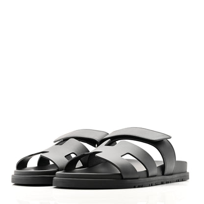 Hermes Calfskin Womens Chypre Sandals 38.5 Black 4 of 10