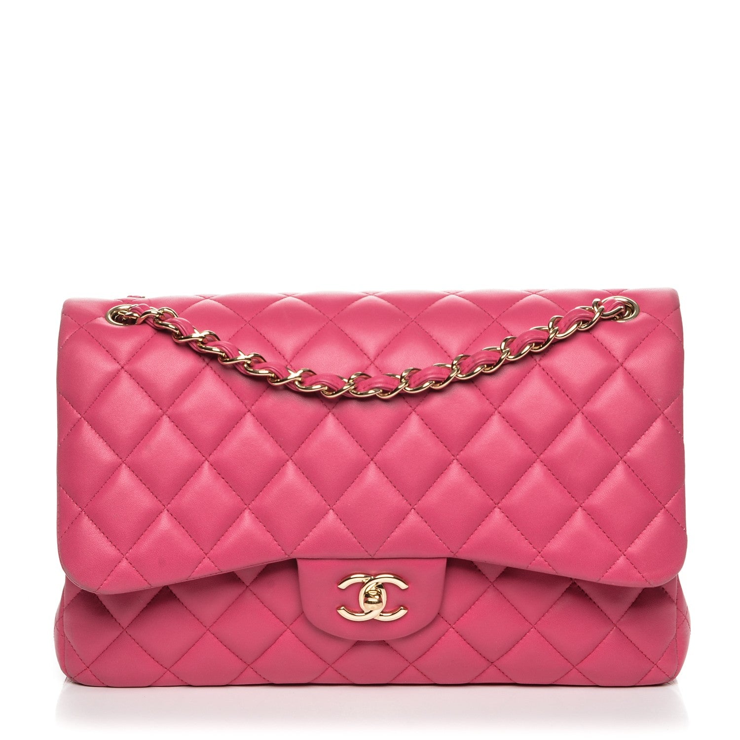 Chanel Lambskin Quilted Jumbo Double Flap Fuchsia 1 of 7