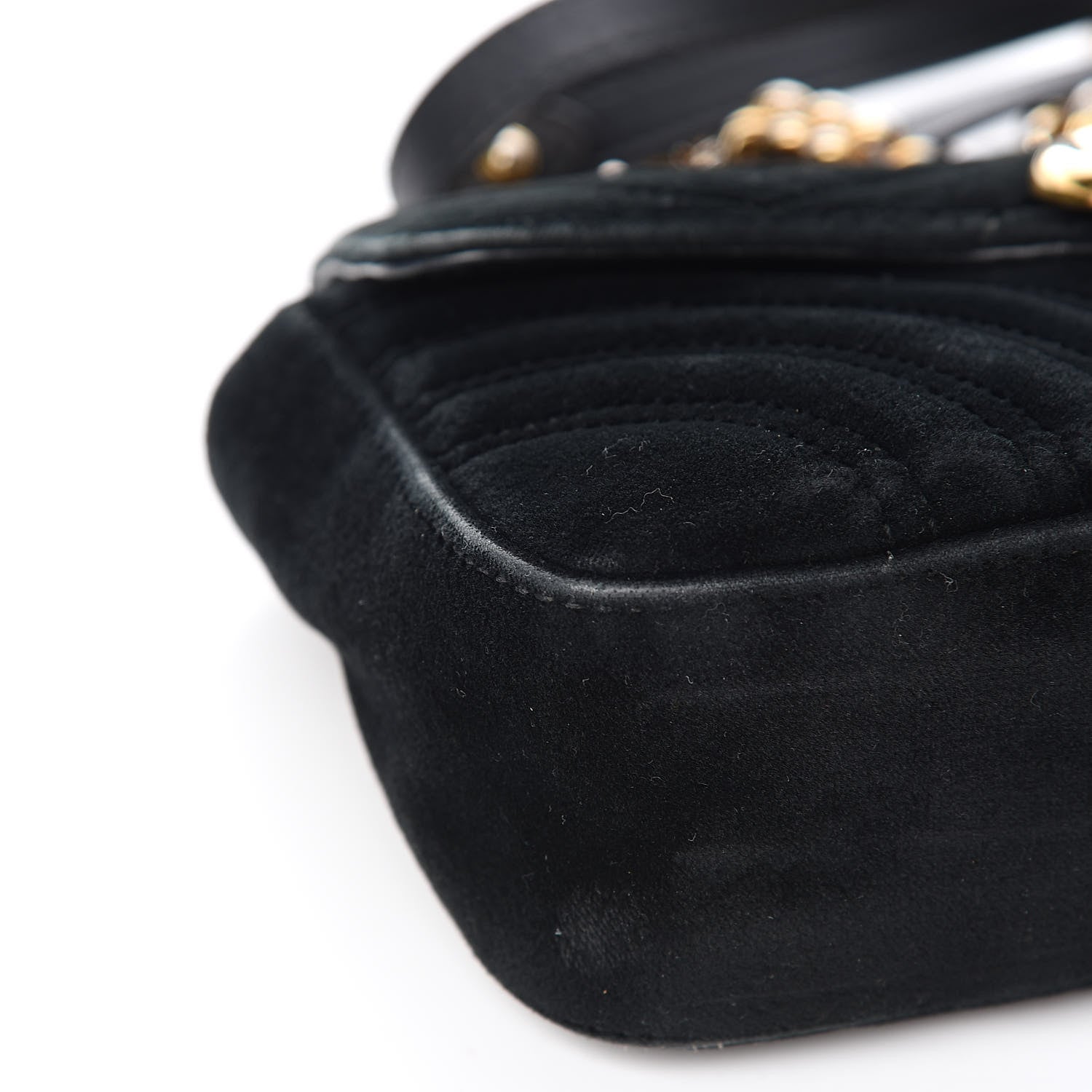 Gucci Velvet Matelasse Mini GG Marmont Shoulder Bag Black 11 of 16