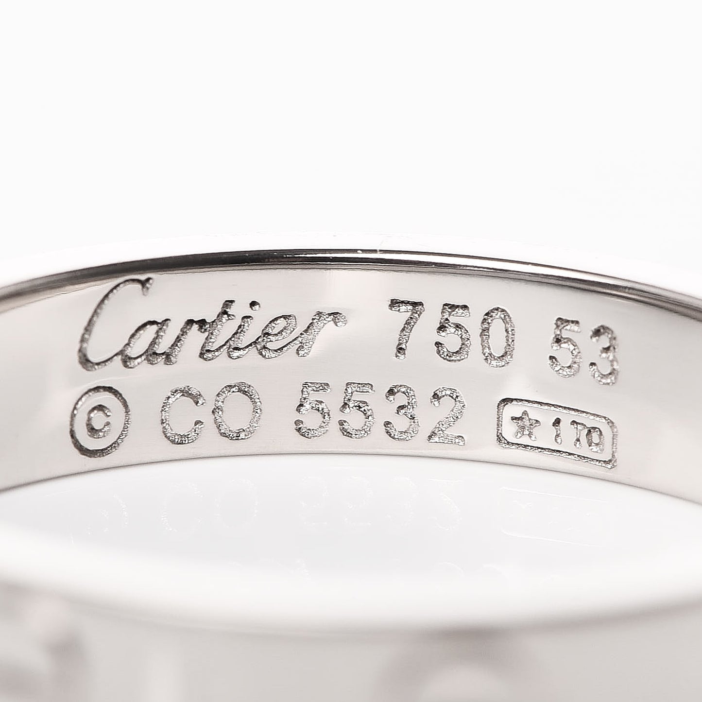 18K White Gold 3.5mm LOVE Wedding Band Ring 53 6.25
