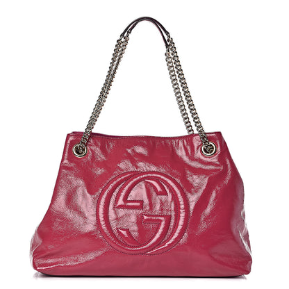Gucci Vernice Naplack Medium Soho Chain Shoulder Bag Bright Bouganville 1 of 11