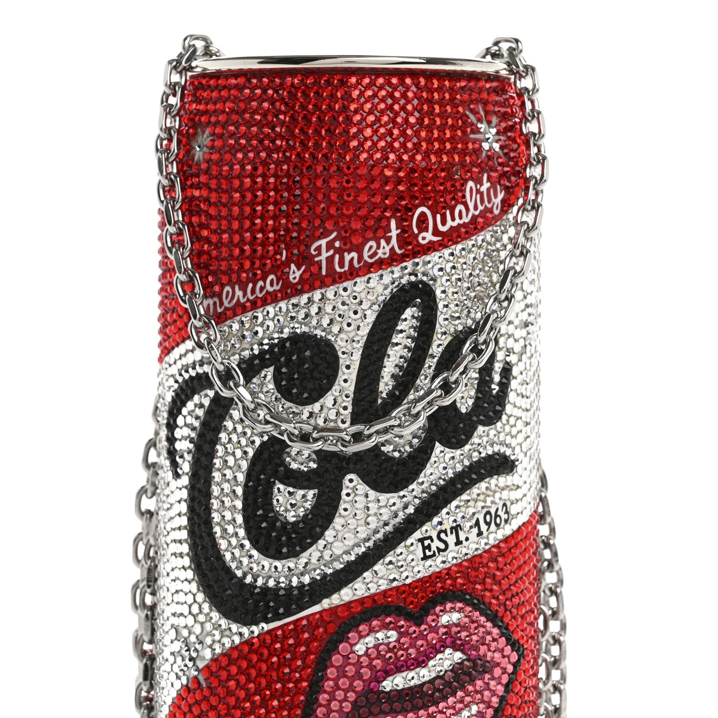 Crystal Cola Can Minaudiere Clutch Red Multicolor