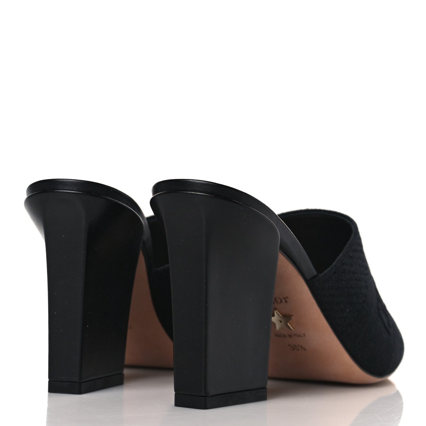Cotton Embroidered Dway 85mm Slide Sandals 36.5 Black