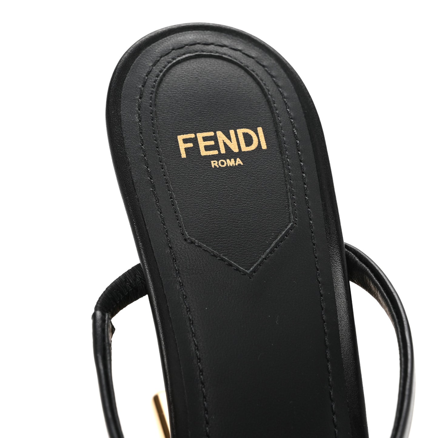 Calfskin Fendi First 95mm Slide Sandals 38 Black